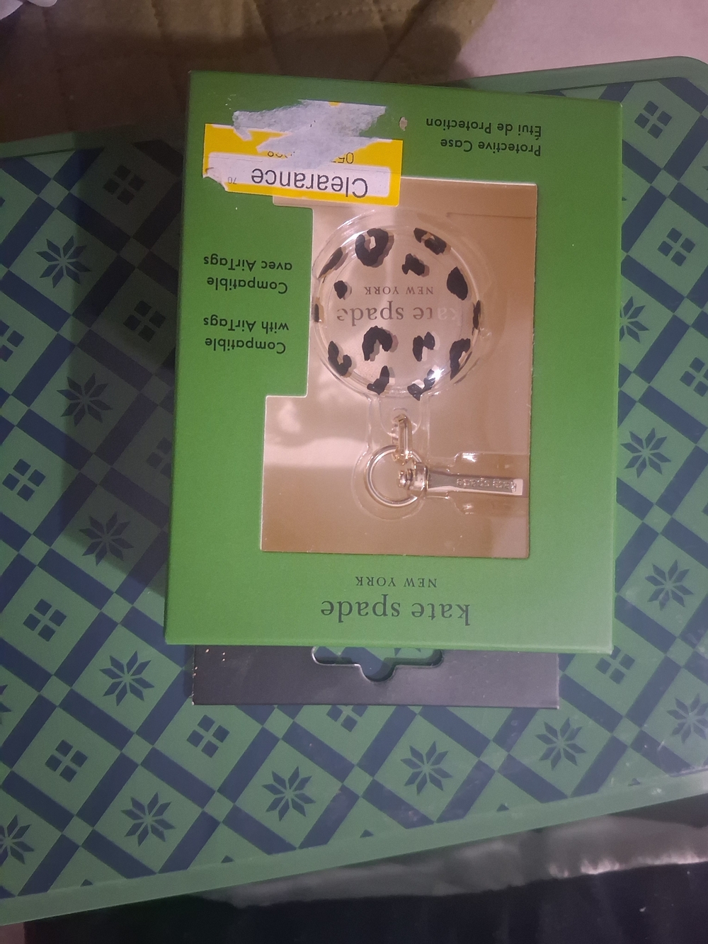 kate spade Leopard Print Clear Round Key Ring with Gold Hardware